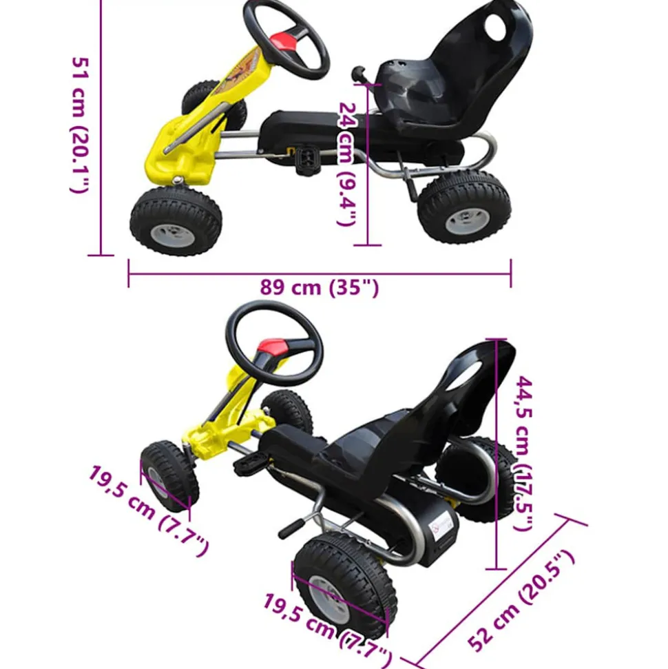 VIDAXL - Kart à pédales jaune