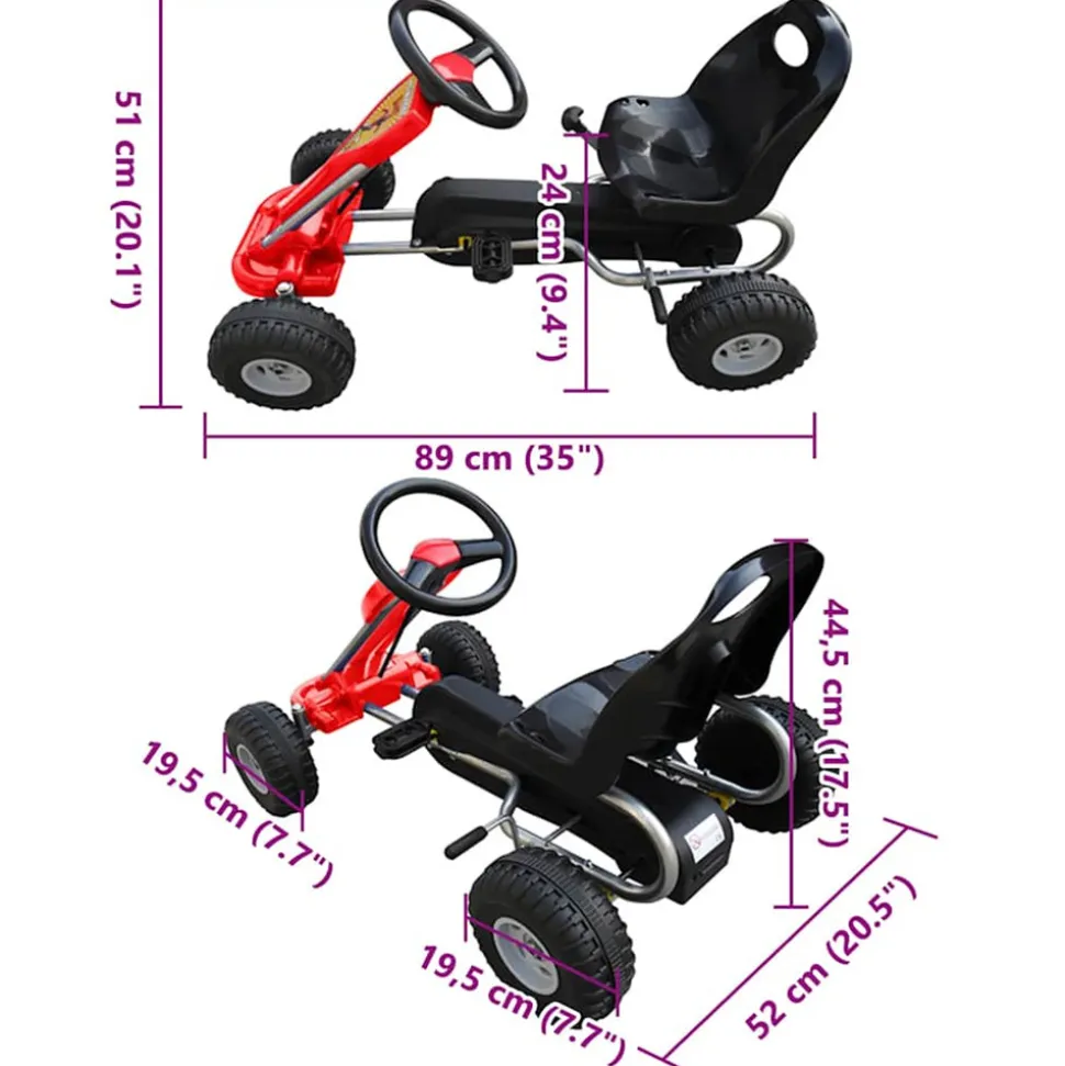 VIDAXL - Kart à pédales rouge