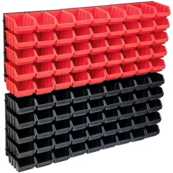 VIDAXL - Kit de bacs de stockage et panneaux muraux 96 pcs rouge et noir