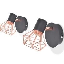 VIDAXL - Lampe murale 2 pcs e14 noir et cuivre