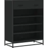 VIDAXL - Meuble à chaussures noir 75x38x97,5 cm bois d'ingénierie métal