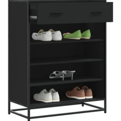 VIDAXL - Meuble à chaussures noir 75x38x97,5 cm bois d'ingénierie métal