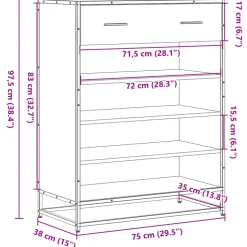 VIDAXL - Meuble à chaussures chêne marron bois d'ingénierie et métal
