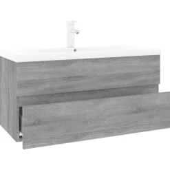 VIDAXL - Meuble lavabo avec bassin intégré sonoma gris bois d'ingénierie