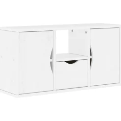 VIDAXL - Meuble tv avec tiroir odda blanc 79x24x40 cm bois massif pin