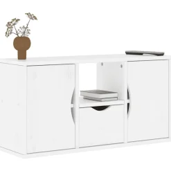 VIDAXL - Meuble tv avec tiroir odda blanc 79x24x40 cm bois massif pin
