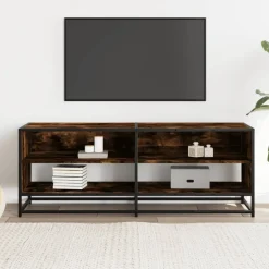VIDAXL - Meuble tv chêne fumé 120,5x40x46 cm bois d'ingénierie et métal