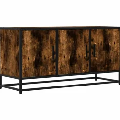 VIDAXL - Meuble tv chêne fumé 100x35x50 cm bois d'ingénierie et métal