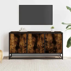 VIDAXL - Meuble tv chêne fumé 100x35x50 cm bois d'ingénierie et métal