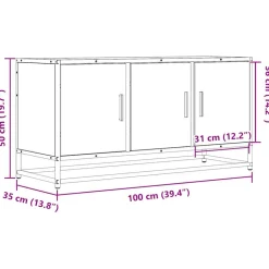 VIDAXL - Meuble tv chêne fumé 100x35x50 cm bois d'ingénierie et métal