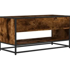 VIDAXL - Meuble tv chêne fumé 91x40x46 cm bois d'ingénierie et métal