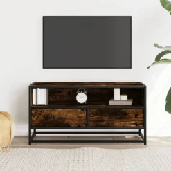 VIDAXL - Meuble tv chêne fumé 80x34,5x40 cm bois d'ingénierie et métal