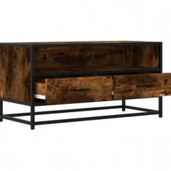 VIDAXL - Meuble tv chêne fumé 80x34,5x40 cm bois d'ingénierie et métal