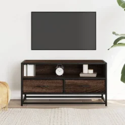 VIDAXL - Meuble tv chêne marron 80x34,5x40 cm bois d'ingénierie et métal