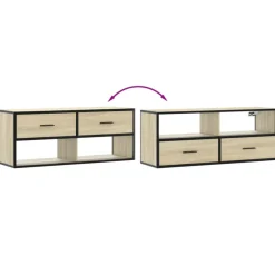 VIDAXL - Meuble tv chêne sonoma 100x31x39,5cm bois d'ingénierie et métal