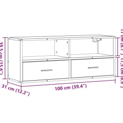 VIDAXL - Meuble tv chêne sonoma 100x31x39,5cm bois d'ingénierie et métal