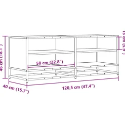 VIDAXL - Meuble tv chêne sonoma 120,5x40x46cm bois d'ingénierie et métal