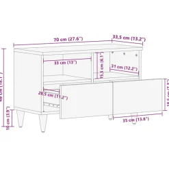 VIDAXL - Meuble tv gris clair 70x33,5x46 cm bois massif de manguier