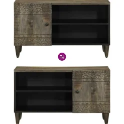 VIDAXL - Meuble tv gris clair 80x31,5x46 cm bois massif de manguier