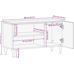 VIDAXL - Meuble tv gris clair 80x31,5x46 cm bois massif de manguier