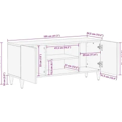 VIDAXL - Meuble tv gris clair 105x33,5x46 cm bois massif de manguier