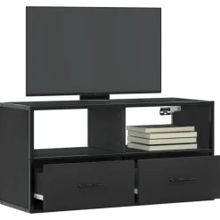 VIDAXL - Meuble tv noir 80x31x39,5 cm bois d'ingénierie et métal