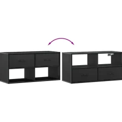 VIDAXL - Meuble tv noir 80x31x39,5 cm bois d'ingénierie et métal