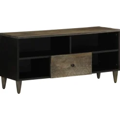 VIDAXL - Meuble tv noir 100x33x46 cm bois massif de manguier