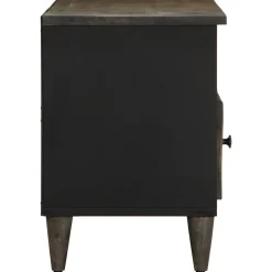 VIDAXL - Meuble tv noir 100x33x46 cm bois massif de manguier