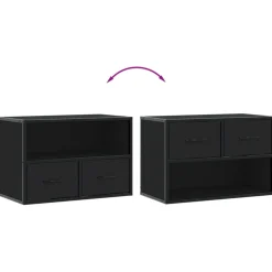 VIDAXL - Meuble tv noir 60x31x39,5 cm bois d'ingénierie et métal