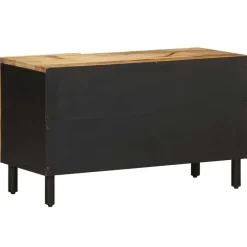 VIDAXL - Meuble tv noir 80x33,5x46 cm bois massif manguier brut