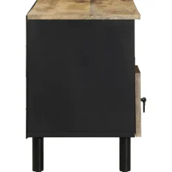 VIDAXL - Meuble tv noir 100x33,5x46 cm bois massif manguier brut