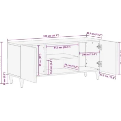 VIDAXL - Meuble tv 105x33,5x46 cm bois massif de manguier