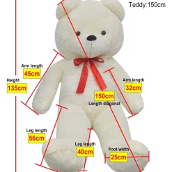 VIDAXL - Ourson en peluche xxl blanc 135 cm