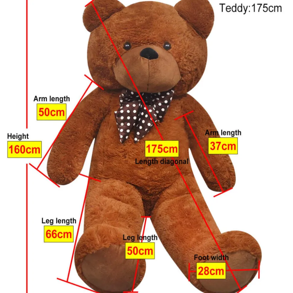 VIDAXL - Ourson en peluche xxl marron 160 cm
