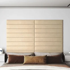 VIDAXL - Panneaux muraux 12 pcs crème 90x15 cm tissu 1,62 m²