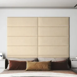 VIDAXL - Panneaux muraux 12 pcs crème 90x30 cm tissu 3,24 m²