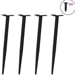 VIDAXL - Pieds de table console coniques 4 pièces noir 72-73 cm acier