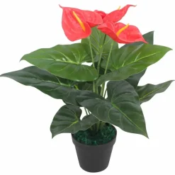VIDAXL - Plante artificielle avec pot anthurium 45 cm rouge et jaune