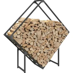 VIDAXL - Portant de bois chauffage noir 100x25x100 cm