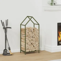 VIDAXL - Portant de bois chauffage vert olive 40x25x90 cm