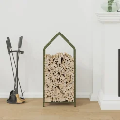 VIDAXL - Portant de bois chauffage vert olive 40x25x90 cm