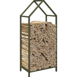 VIDAXL - Portant de bois chauffage vert olive 40x25x90 cm