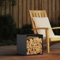 VIDAXL - Portant de bois chauffage anthracite 40x40x40 cm