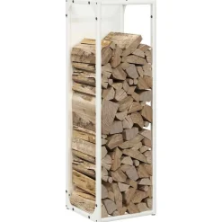VIDAXL - Portant de bois chauffage blanc 25x25x80 cm