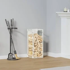 VIDAXL - Portant de bois chauffage blanc 25x25x60 cm