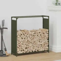 VIDAXL - Portant de bois chauffage vert olive 90x28x90 cm