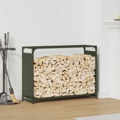 VIDAXL - Portant de bois chauffage vert olive 90x28x65 cm
