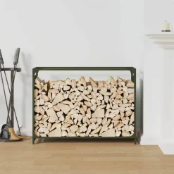 VIDAXL - Portant de bois chauffage vert olive 90x28x65 cm