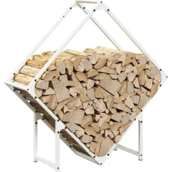 VIDAXL - Portant de bois chauffage blanc 80x25x80 cm